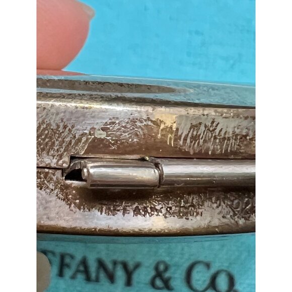 Tiffany & Co Sterling Silver Powder Compact Mirror Monogrammed  w/ Box & Pouch - Picture 12 of 16